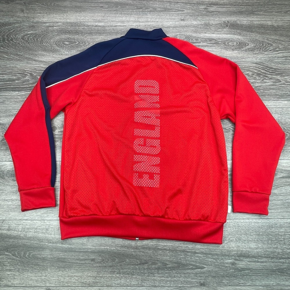 England Soccer Track Jacket Mens Large Red Adidas Full Zip Authentic On Field